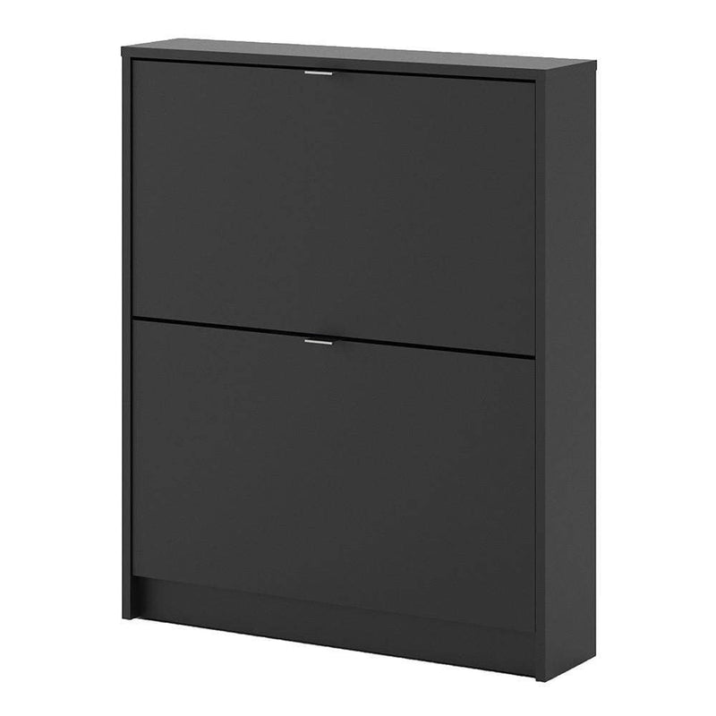 Shoe cabinet  with 2 tilting doors and 1 layer - Matt Black