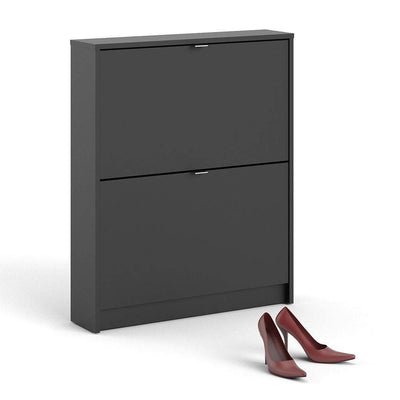 Shoe cabinet  with 2 tilting doors and 1 layer - Matt Black