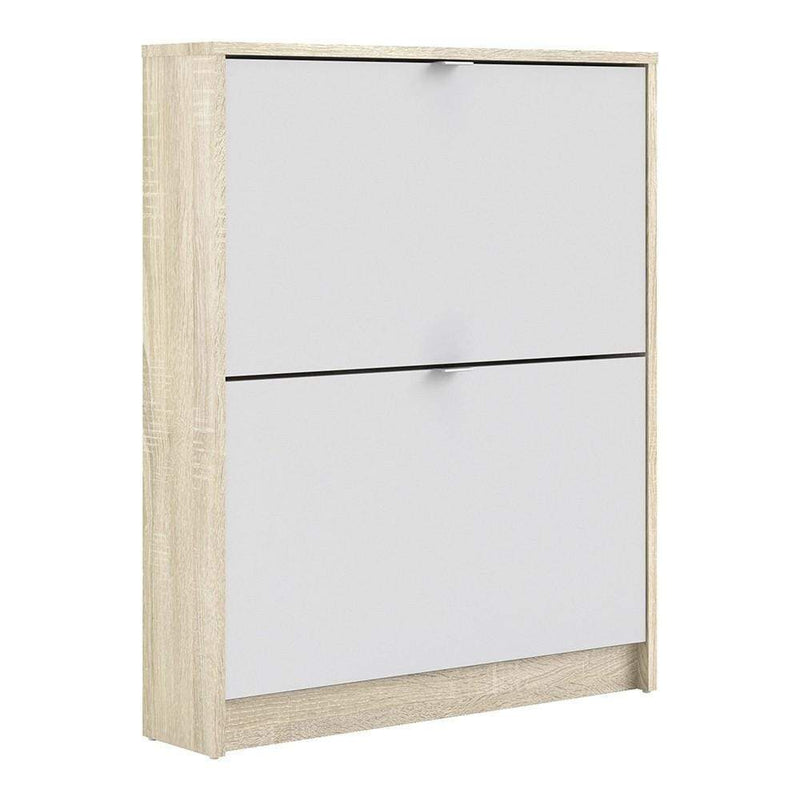 Shoe cabinet  with 2 tilting doors and 1 layer - Oak structure White