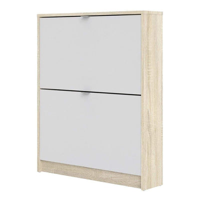 Shoe cabinet  with 2 tilting doors and 1 layer - Oak structure White