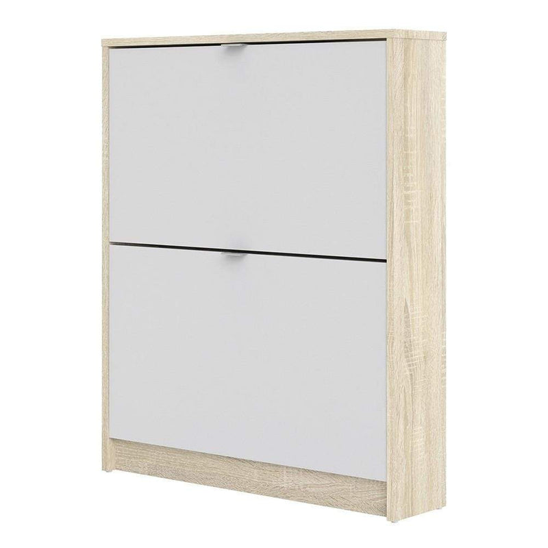 Shoe cabinet  with 2 tilting doors and 1 layer - Oak structure White