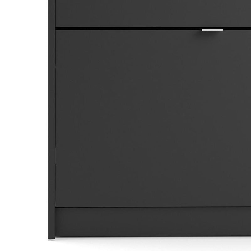 Shoe cabinet  with 2 tilting doors and 2 layers - Matt Black