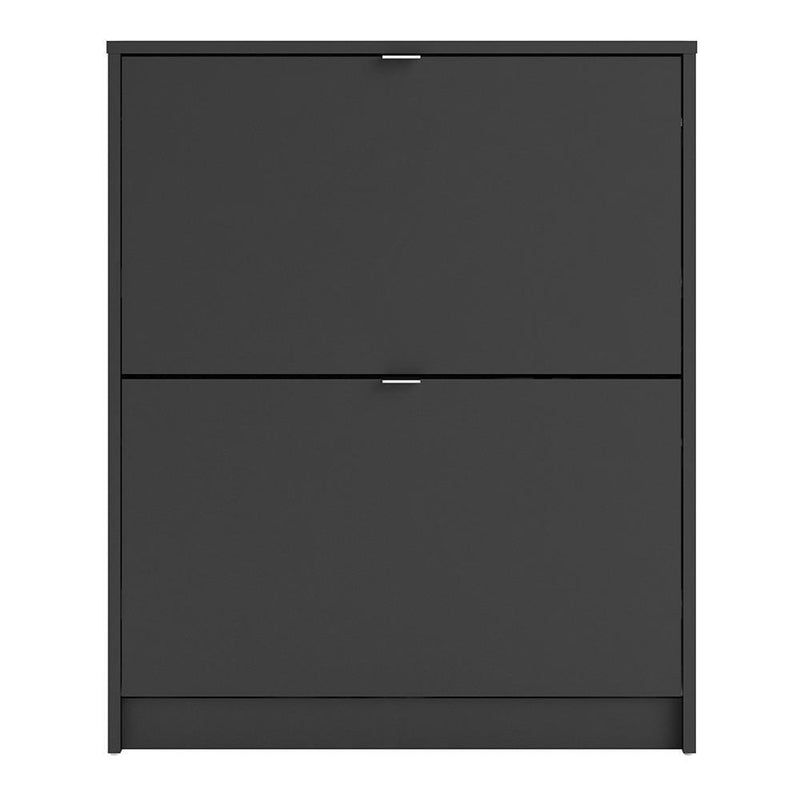 Shoe cabinet  with 2 tilting doors and 2 layers - Matt Black