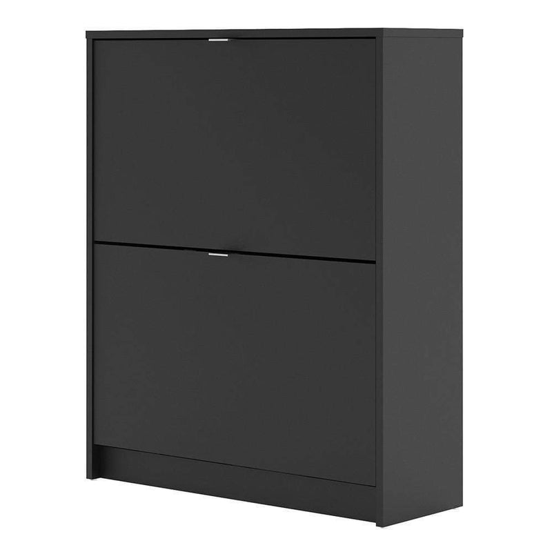 Shoe cabinet  with 2 tilting doors and 2 layers - Matt Black