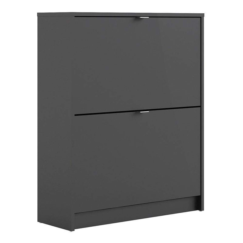 Shoe cabinet  with 2 tilting doors and 2 layers - Matt Black