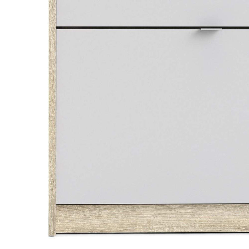 Shoe cabinet  with 2 tilting doors and 2 layers - Oak structure White