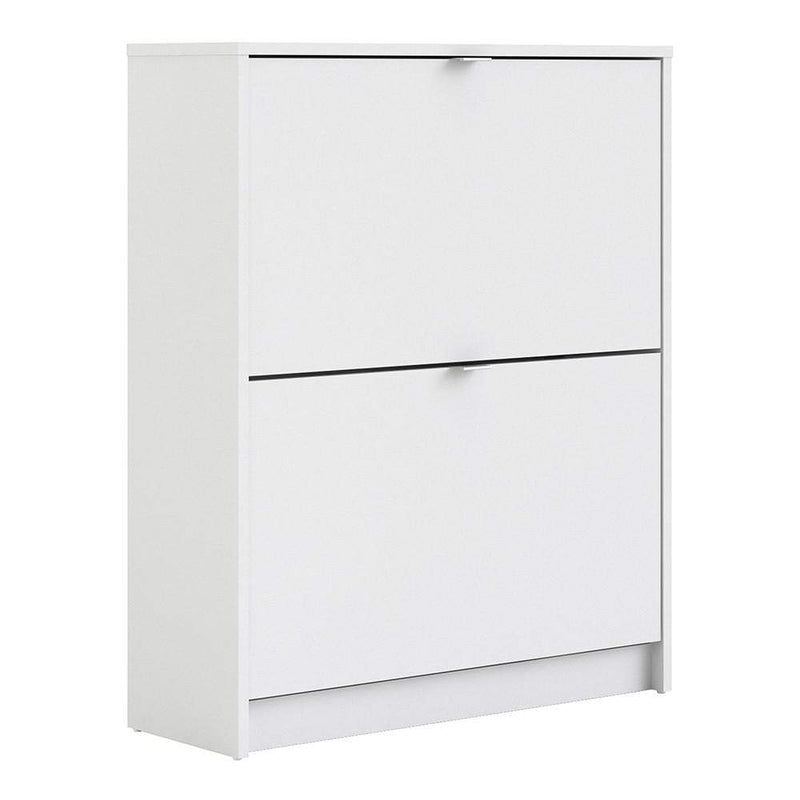 Shoe cabinet  with 2 tilting doors and 2 layers - White