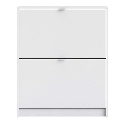 Shoe cabinet  with 2 tilting doors and 2 layers - White