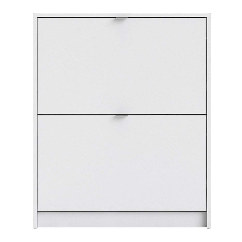 Shoe cabinet  with 2 tilting doors and 2 layers - White