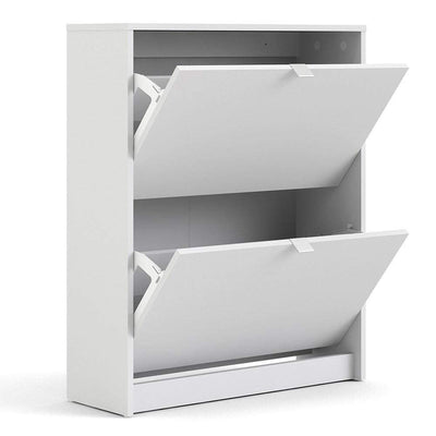 Shoe cabinet  with 2 tilting doors and 2 layers - White