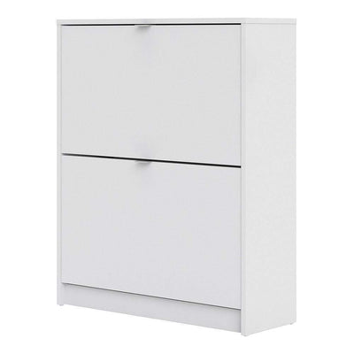 Shoe cabinet  with 2 tilting doors and 2 layers - White