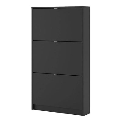 Shoe cabinet  with 3 tilting doors and 1 layer - Matt Black