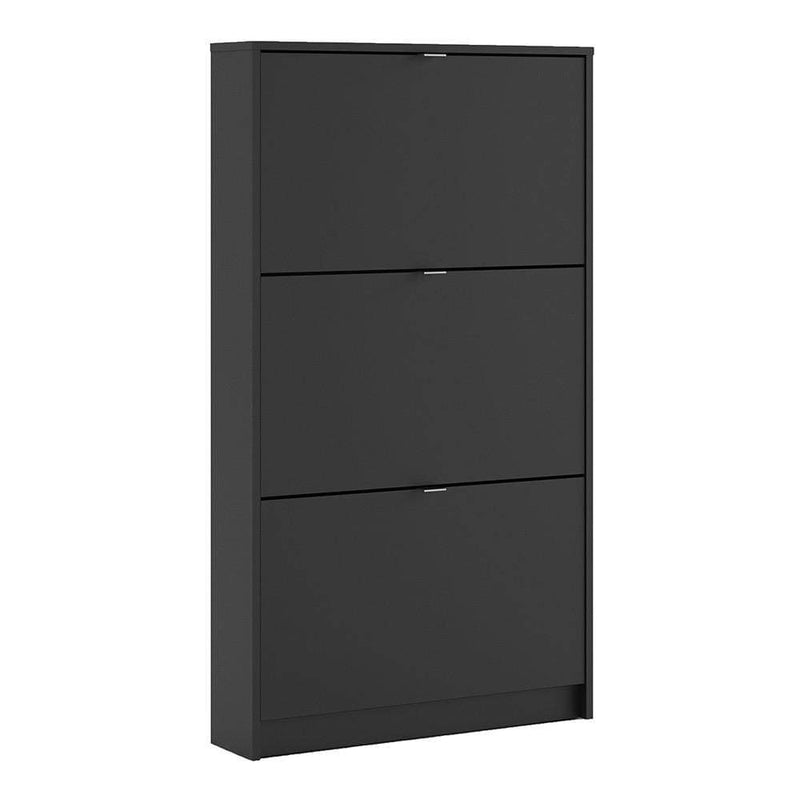 Shoe cabinet  with 3 tilting doors and 1 layer - Matt Black