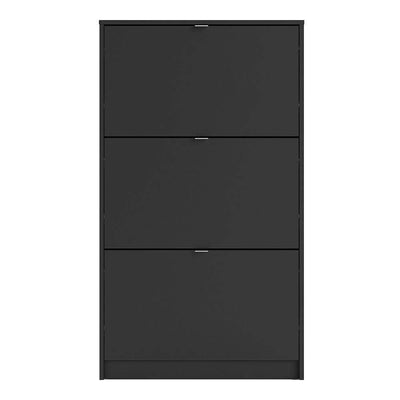 Shoe cabinet  with 3 tilting doors and 1 layer - Matt Black