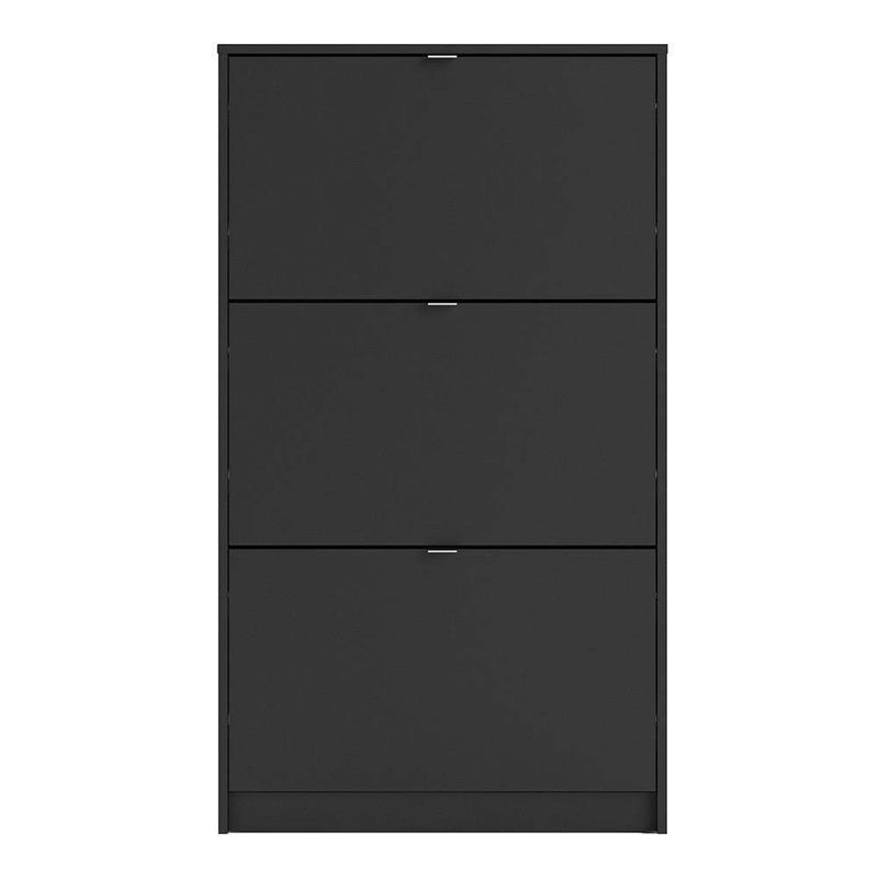 Shoe cabinet  with 3 tilting doors and 1 layer - Matt Black