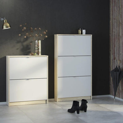 Shoe cabinet  with 3 tilting doors and 1 layer - Oak structure White