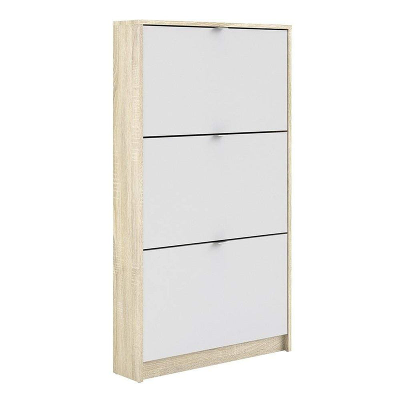 Shoe cabinet  with 3 tilting doors and 1 layer - Oak structure White