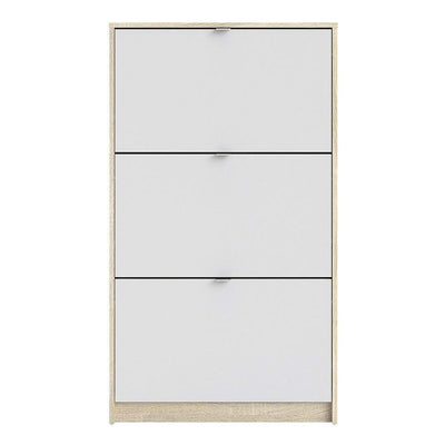 Shoe cabinet  with 3 tilting doors and 1 layer - Oak structure White