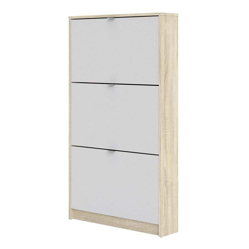 Shoe cabinet  with 3 tilting doors and 1 layer - Oak structure White