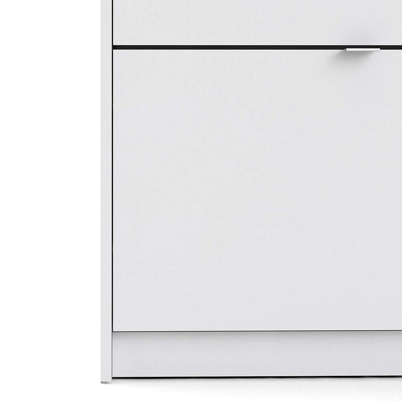 Shoe cabinet with 3 tilting doors and 1 layer - White