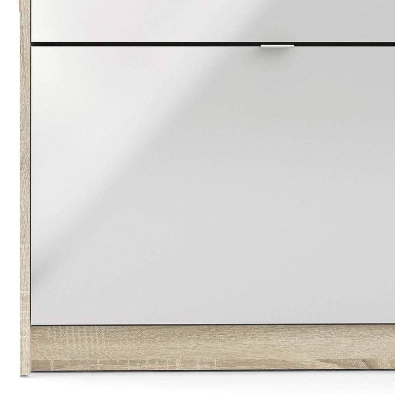 Shoe cabinet with 3 tilting doors and 2 layers +  1 door - Oak structure White high gloss