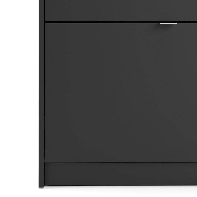 Shoe cabinet  with 3 tilting doors and 2 layers - Matt Black