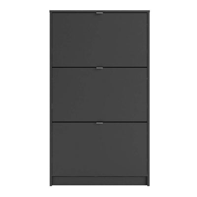 Shoe cabinet  with 3 tilting doors and 2 layers - Matt Black