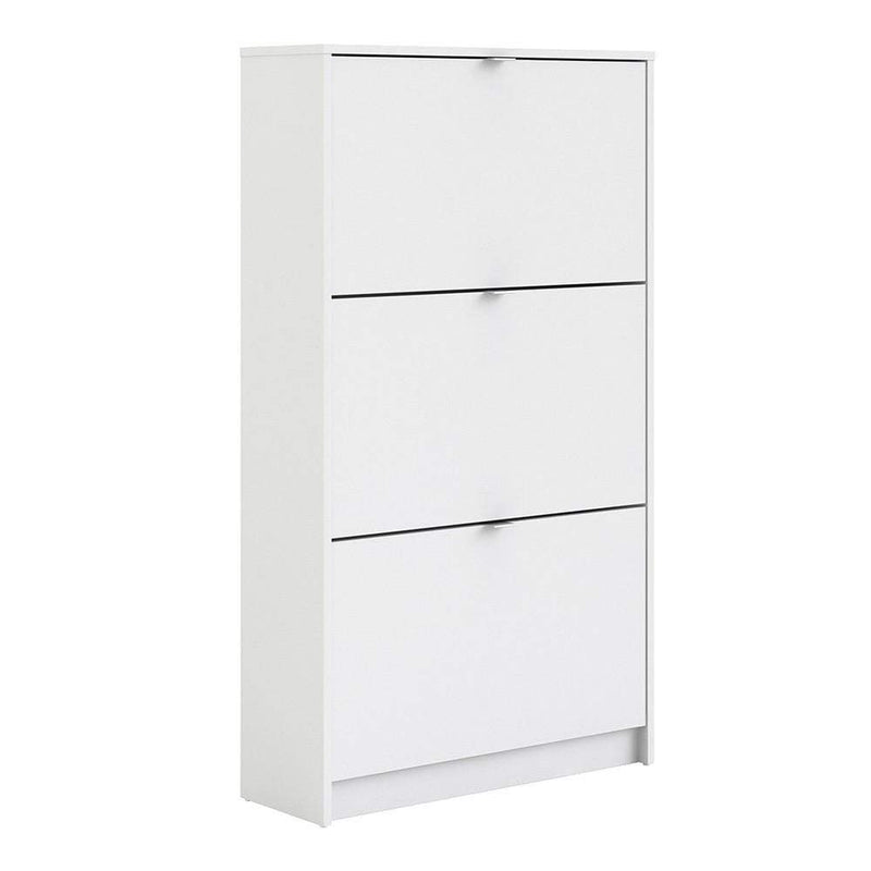 Shoe cabinet  with 3 tilting doors and 2 layers - White