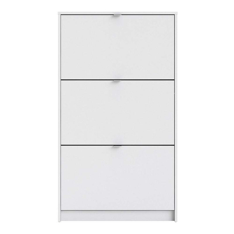 Shoe cabinet  with 3 tilting doors and 2 layers - White