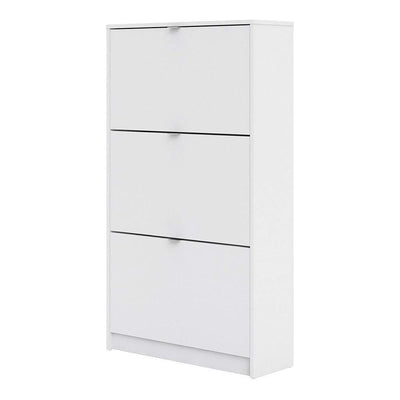 Shoe cabinet  with 3 tilting doors and 2 layers - White