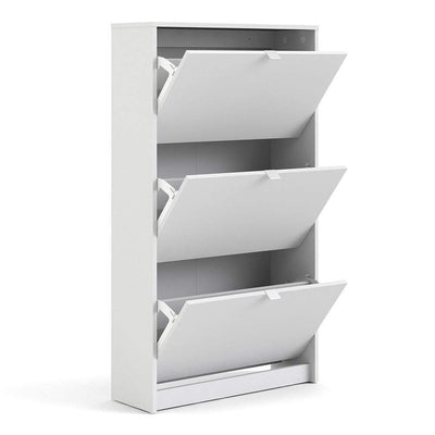 Shoe cabinet  with 3 tilting doors and 2 layers - White