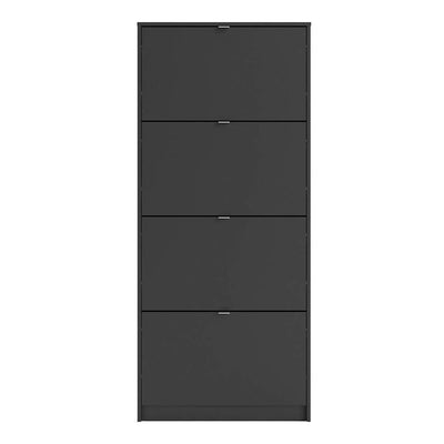 Shoe cabinet  with 4 tilting doors and 1 layer - Matt Black