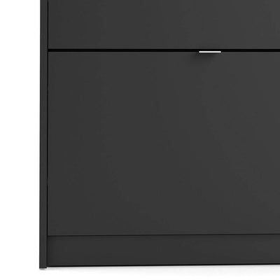 Shoe cabinet  with 4 tilting doors and 1 layer - Matt Black