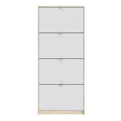 Shoe cabinet  with 4 tilting doors and 1 layer - Oak structure White