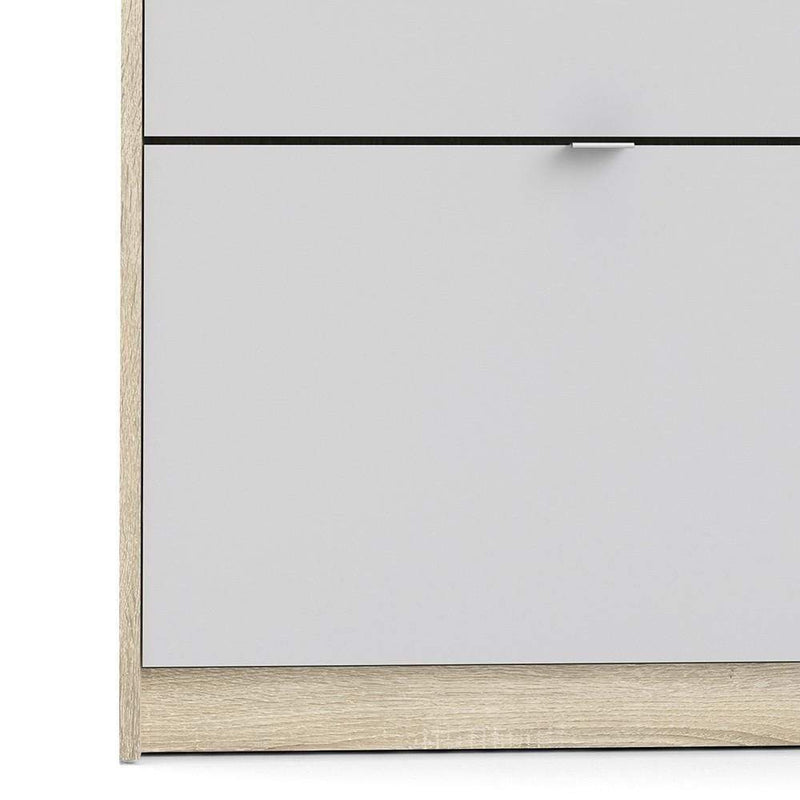 Shoe cabinet  with 4 tilting doors and 1 layer - Oak structure White