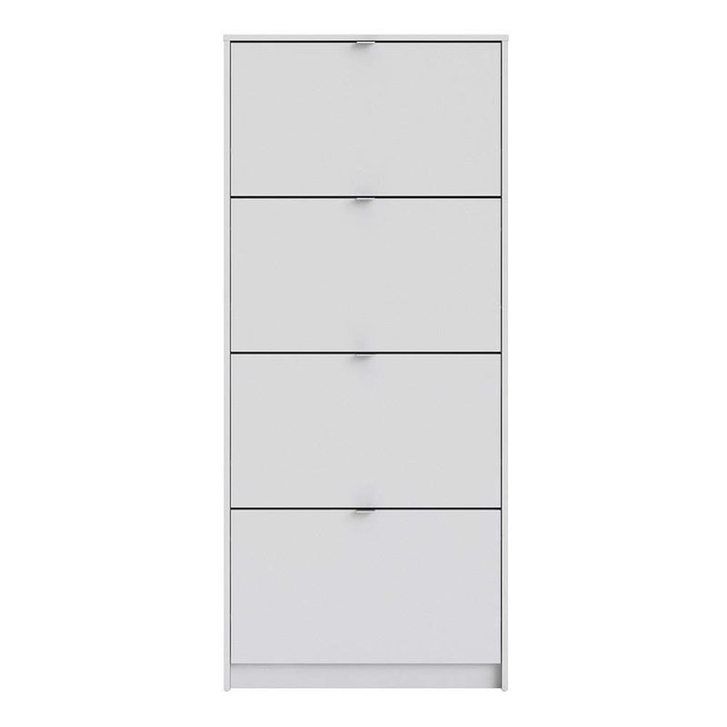 Shoe cabinet  with 4 tilting doors and 1 layer - White