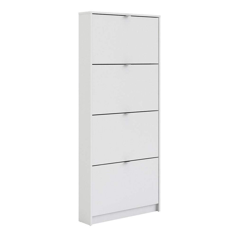 Shoe cabinet  with 4 tilting doors and 1 layer - White