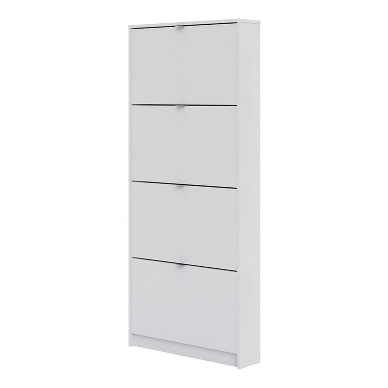 Shoe cabinet  with 4 tilting doors and 1 layer - White