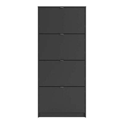 Shoe cabinet  with 4 tilting doors and 2 layers - Matt Black