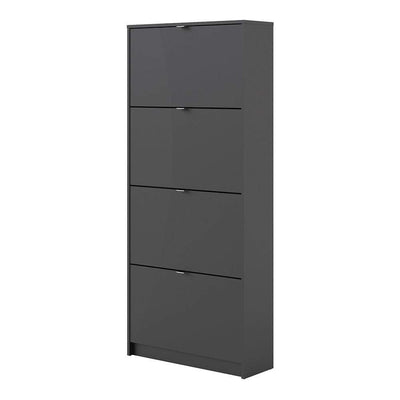 Shoe cabinet  with 4 tilting doors and 2 layers - Matt Black