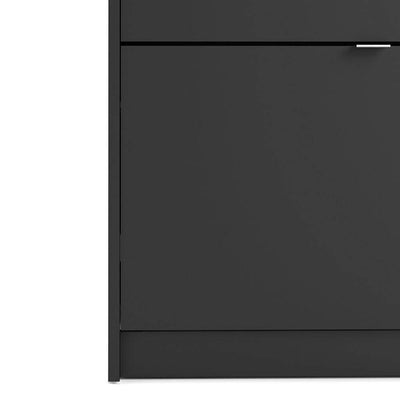 Shoe cabinet  with 4 tilting doors and 2 layers - Matt Black