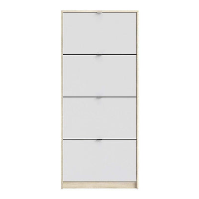 Shoe cabinet  with 4 tilting doors and 2 layers - Oak structure White