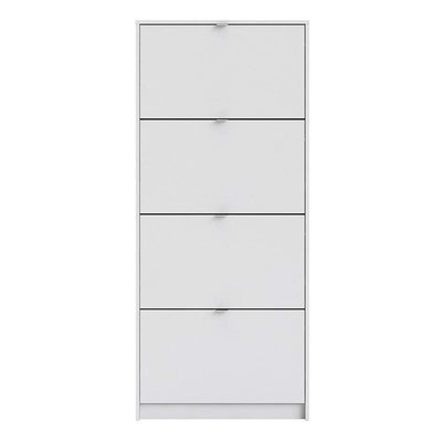 Shoe cabinet  with 4 tilting doors and 2 layers - White