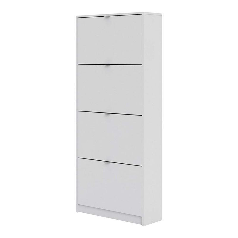 Shoe cabinet  with 4 tilting doors and 2 layers - White