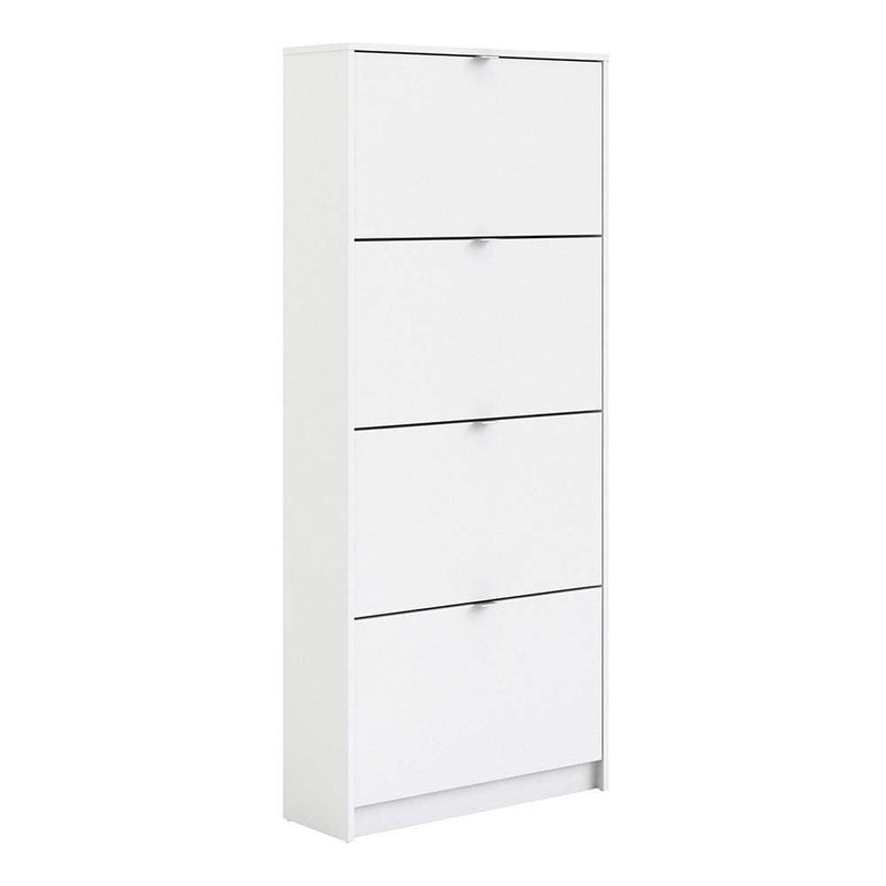 Shoe cabinet  with 4 tilting doors and 2 layers - White