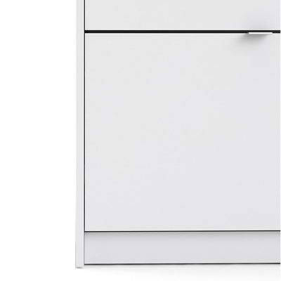 Shoe cabinet  with 4 tilting doors and 2 layers - White