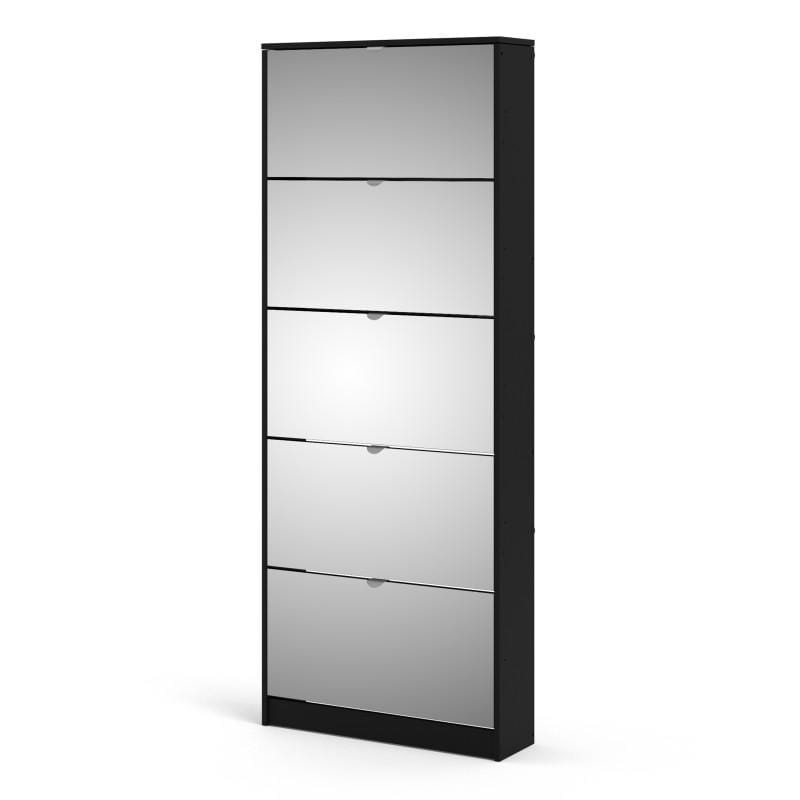 Shoes Shoe cabinet 5 Mirror tilting Doors in Black