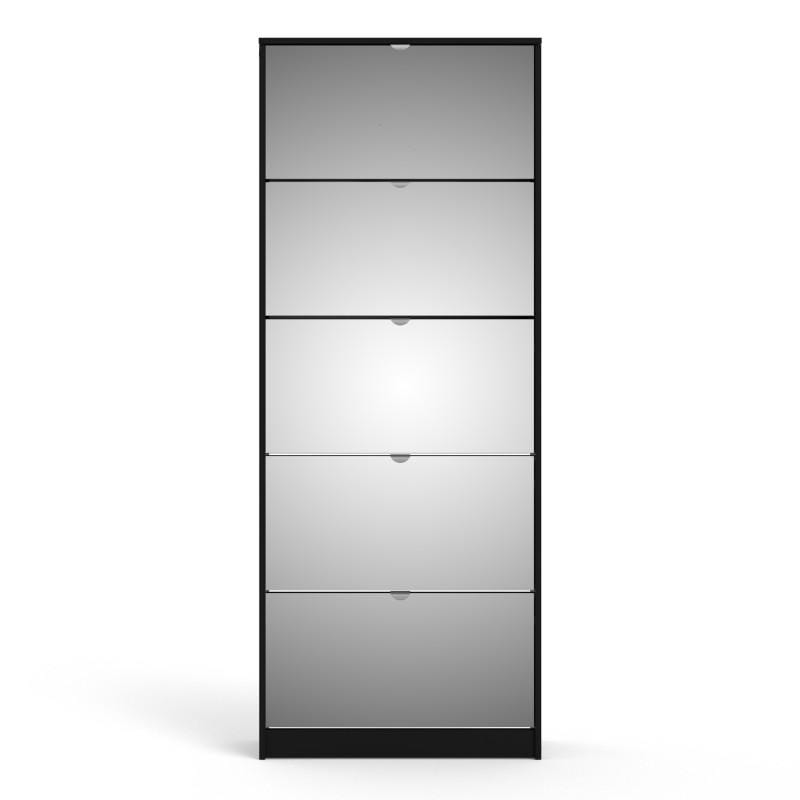 Shoes Shoe cabinet 5 Mirror tilting Doors in Black