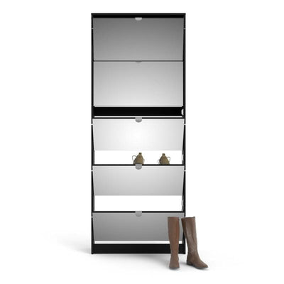 Shoes Shoe cabinet 5 Mirror tilting Doors in Black