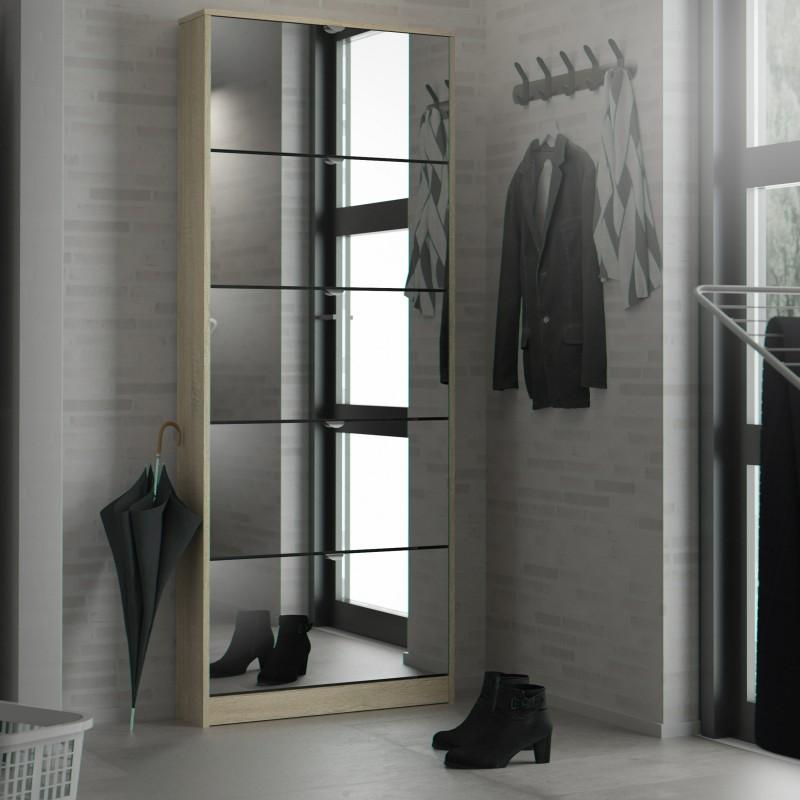 Shoes Shoe cabinet 5 Mirror tilting Doors in Oak